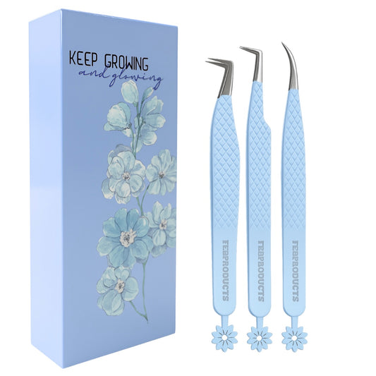 BABY BLUE FLOWER FIBER TIP TWEEZERS 🩵
